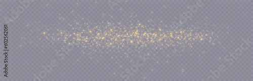 Golden glitter.Light effect.Glittering particles background. Gold dust on a transparent background.