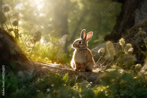 rabbit in the forest. Generative AI