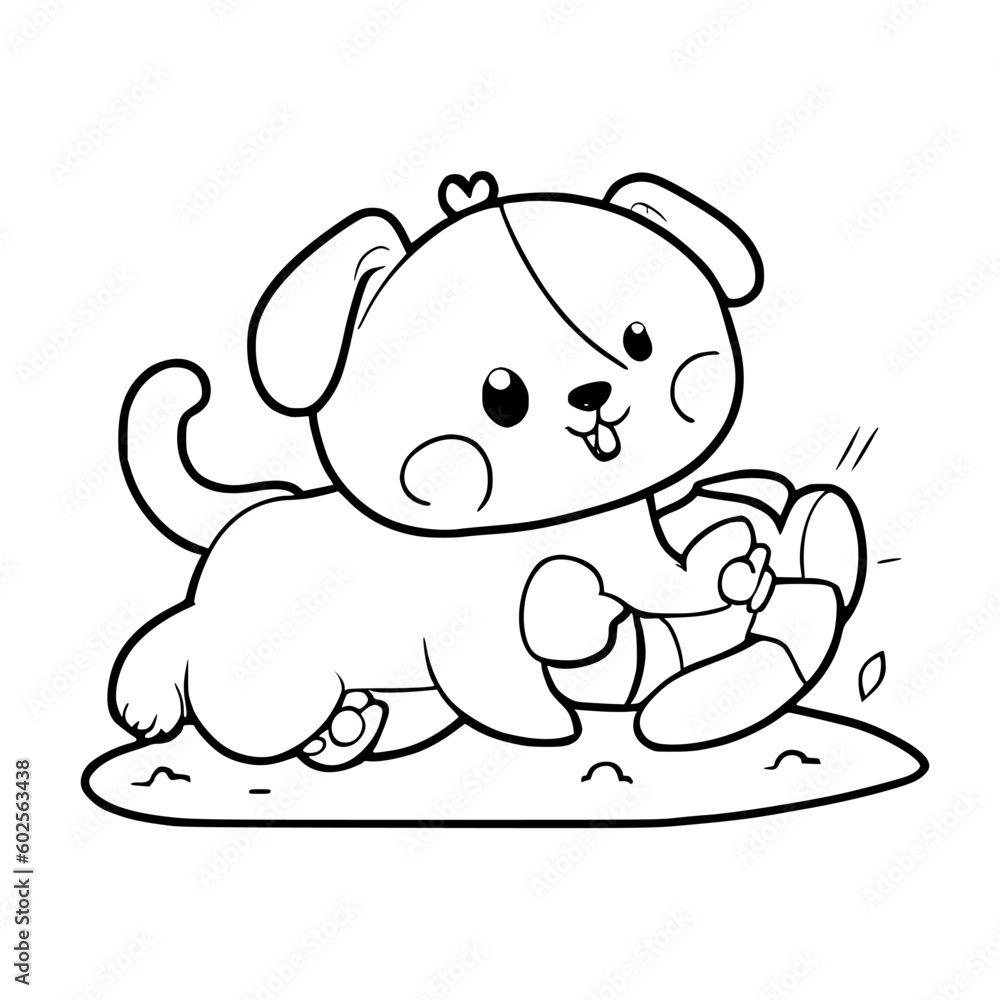 Fototapeta premium Puppy coloring pages, Dog coloring pages, Coloring page for Kids Children stock vector
