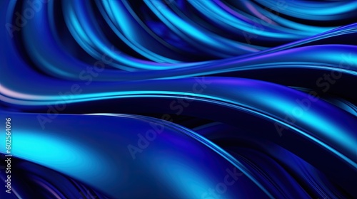  3d rendering Abstract blue wavy background.Generative Ai