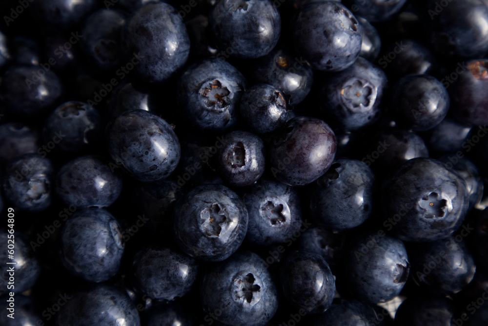 Freshly picked blueberries close-up top view Freshly picked blueberries close-up top view