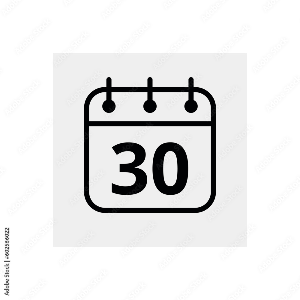Calendar flat icon for websites and graphic resources. Vector illustration of calendar marking day 30. Calendar flat icon for websites and graphic resources. Vector illustration of calendar marking day 30.
