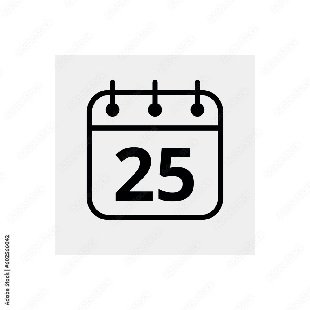 Calendar flat icon for websites and graphic resources. Vector illustration of calendar marking day 25. Calendar flat icon for websites and graphic resources. Vector illustration of calendar marking day 25.