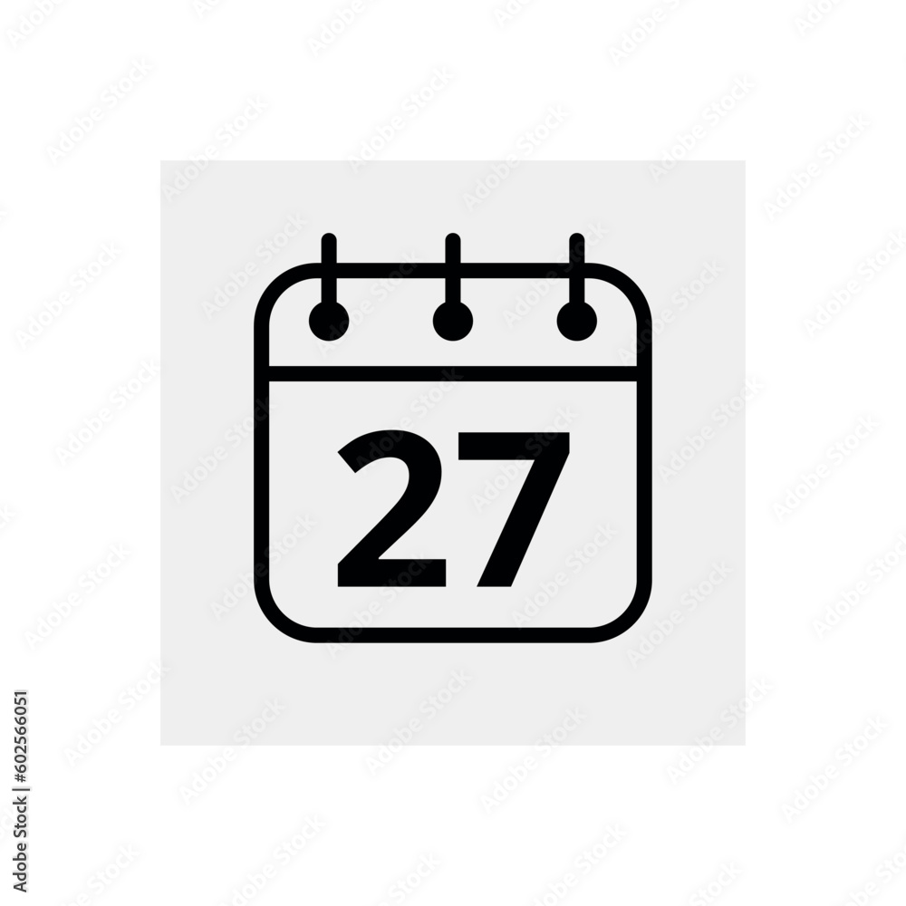 Calendar flat icon for websites and graphic resources. Vector illustration of calendar marking day 27. Calendar flat icon for websites and graphic resources. Vector illustration of calendar marking day 27.