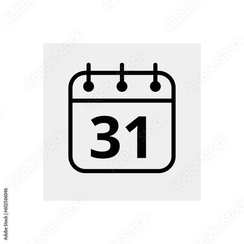 Calendar flat icon for websites and graphic resources. Vector illustration of calendar marking day 31.