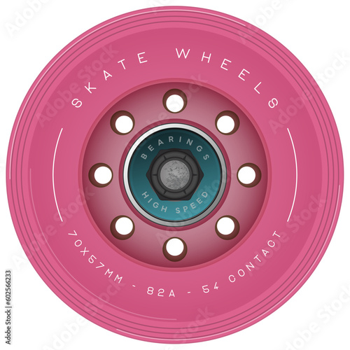 Skate Wheels Design. Longboard Wheels with Bearings. Surfskate. Vector illustration.