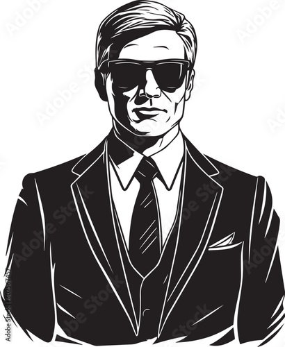 Men in business suits and sunglasses, Vector illustration, SVG