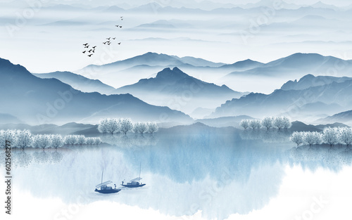自然, 湖, 水, 風景, 空, 山, 雲