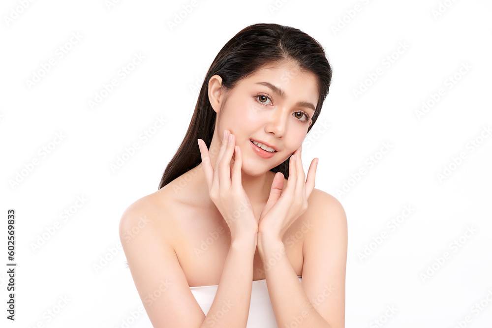 Beautiful young asian woman with clean fresh skin on white background, Face care, Facial treatment, Cosmetology, beauty and spa, Asian women portrait. Beautiful young asian woman with clean fresh skin on white background, Face care, Facial treatment, Cosmetology, beauty and spa, Asian women portrait.