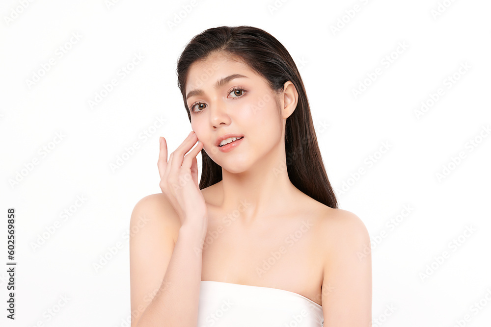 Beautiful young asian woman with clean fresh skin on white background, Face care, Facial treatment, Cosmetology, beauty and spa, Asian women portrait. Beautiful young asian woman with clean fresh skin on white background, Face care, Facial treatment, Cosmetology, beauty and spa, Asian women portrait.