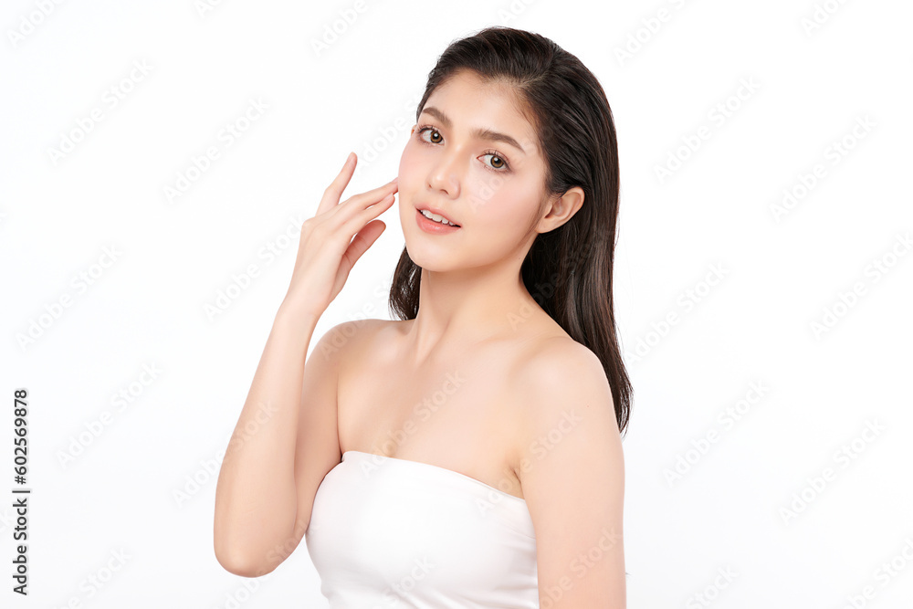 Beautiful young asian woman with clean fresh skin on white background, Face care, Facial treatment, Cosmetology, beauty and spa, Asian women portrait. Beautiful young asian woman with clean fresh skin on white background, Face care, Facial treatment, Cosmetology, beauty and spa, Asian women portrait.