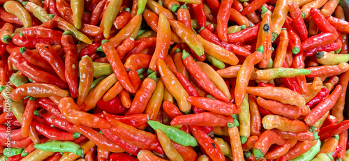 a pile of fresh Javanese chili from traditional market