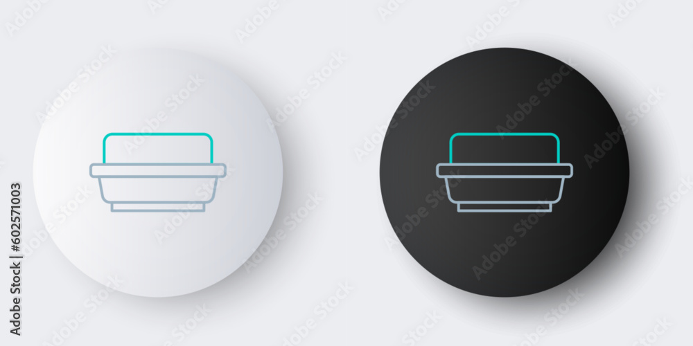 Line Butter in a butter dish icon isolated on grey background. Butter brick on plate. Milk based product. Natural dairy product. Colorful outline concept. Vector Line Butter in a butter dish icon isolated on grey background. Butter brick on plate. Milk based product. Natural dairy product. Colorful outline concept. Vector