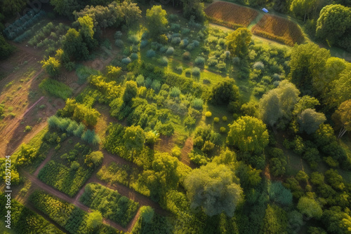 Generative ai aerial view of lush tropical jungle forest