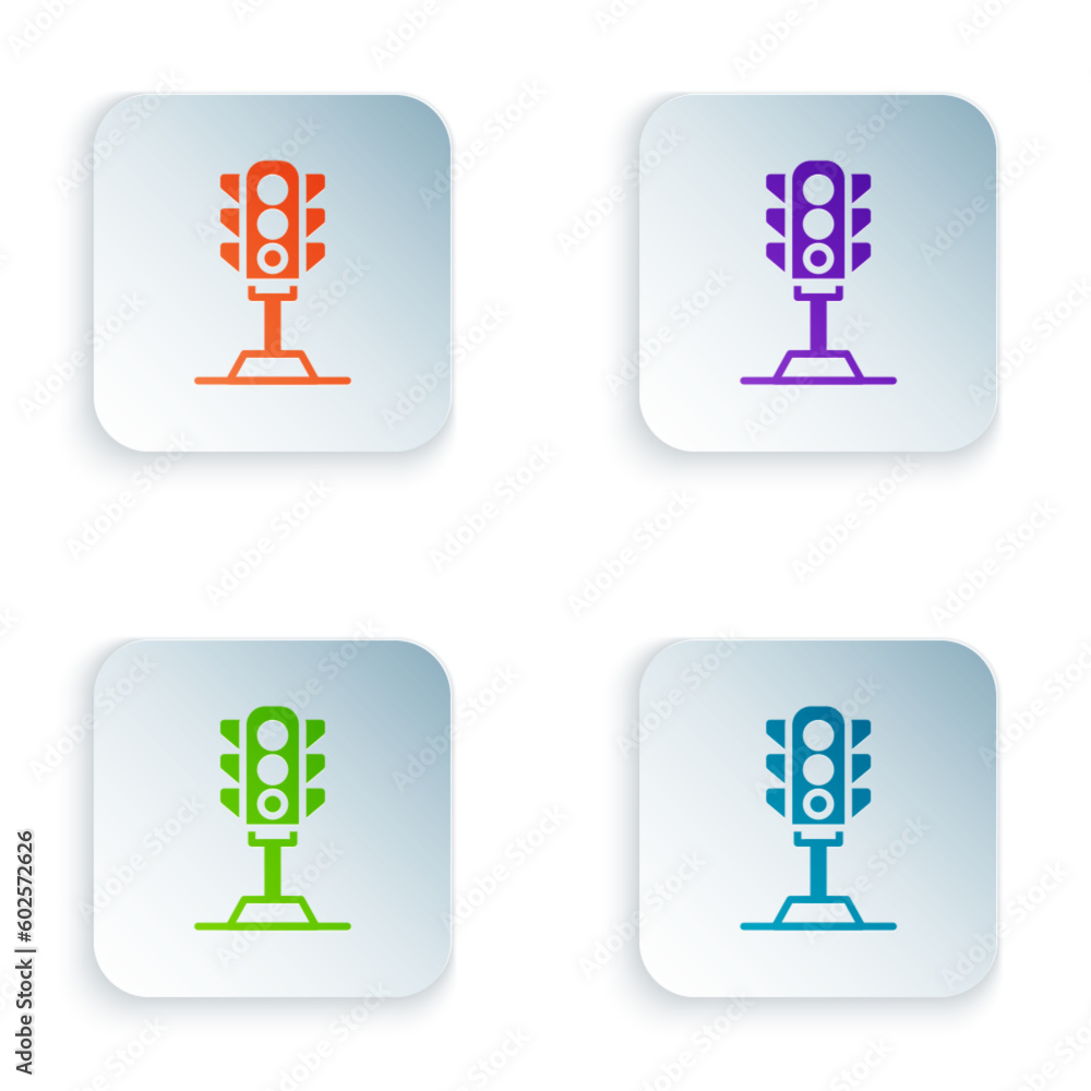 Color Traffic light icon isolated on white background. Set colorful icons in square buttons. Vector Color Traffic light icon isolated on white background. Set colorful icons in square buttons. Vector