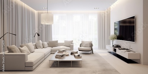 Chic Modern Living Room Interior AI Generated © ArquitecAi