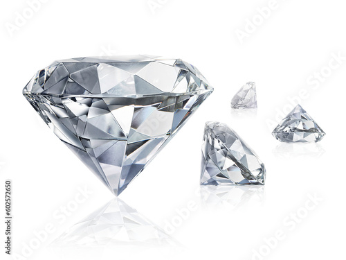 Large Clear Diamond on white background