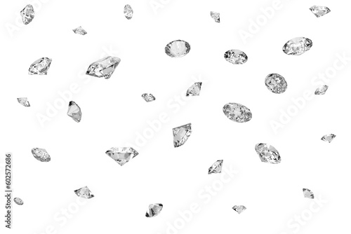 Lots of shiny diamonds falling on. transparent background Fototapet