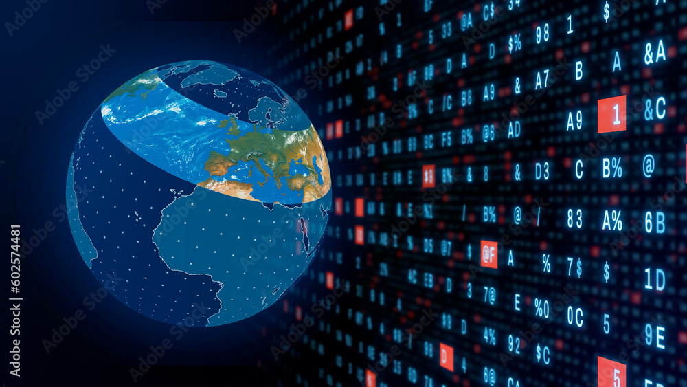 Global communication network concept. Planet earth in cyberspace.