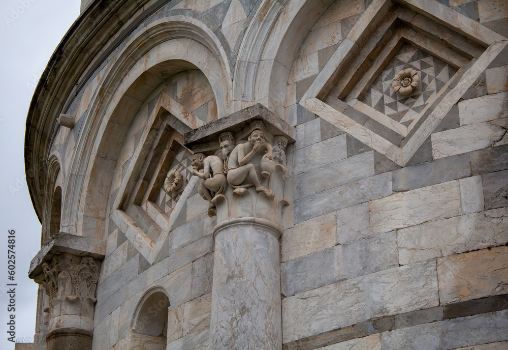 Protective gargoyles of the Tower of Pisa
