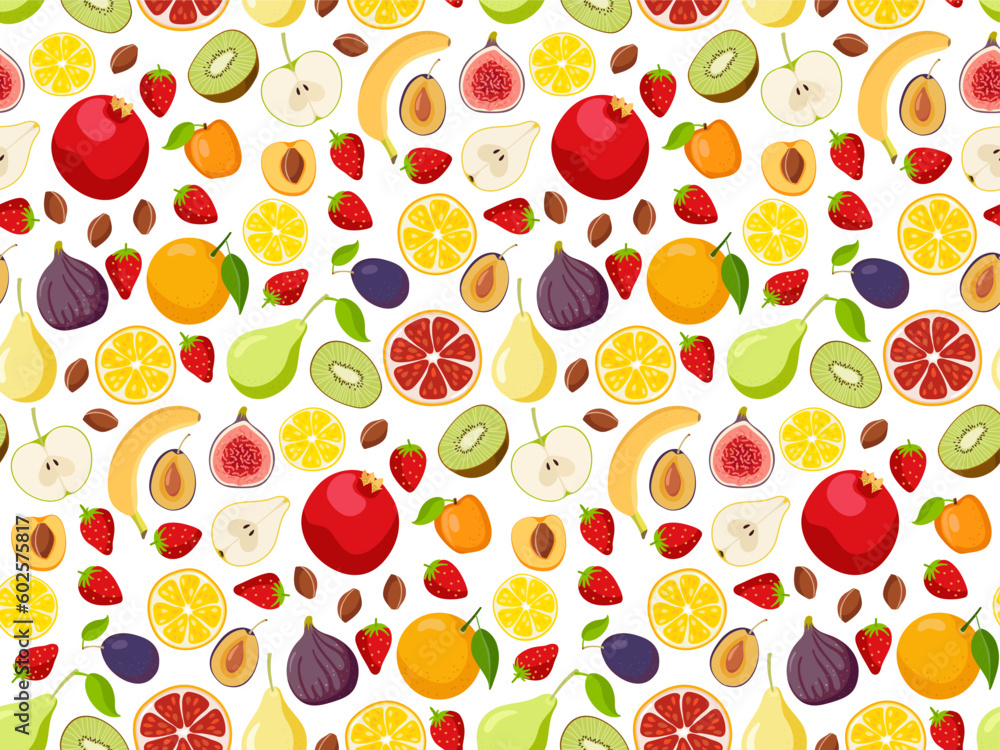 Seamless pattern with Fruits and berries. Fresh Natural organic food. Fruits in hand-drawn style. Repeated vector For wallpaper, wrapping paper, textile, scrapbooking.s. Ingredients for cooking Seamless pattern with Fruits and berries. Fresh Natural organic food. Fruits in hand-drawn style. Repeated vector For wallpaper, wrapping paper, textile, scrapbooking.s. Ingredients for cooking