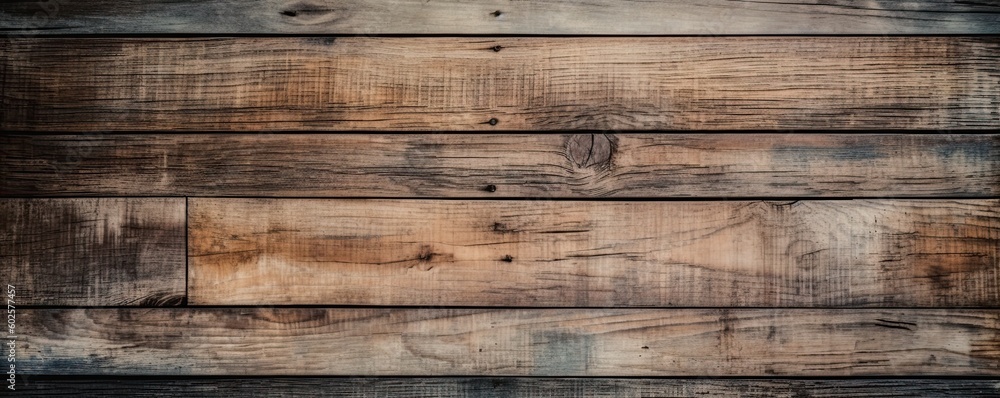 Wide banner with copy space, texture of old boards detailed brushed oak wood as background with artistic design. AI generative Wide banner with copy space, texture of old boards detailed brushed oak wood as background with artistic design. AI generative