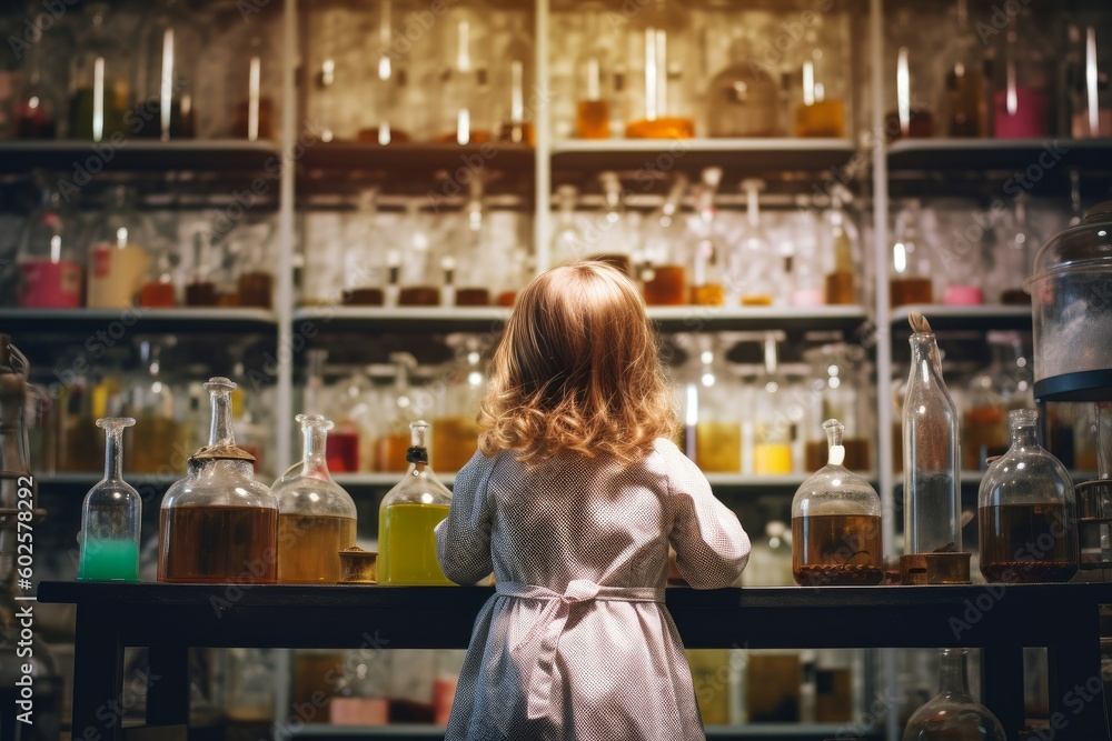 Chemist child woman. Generate Ai Chemist child woman. Generate Ai
