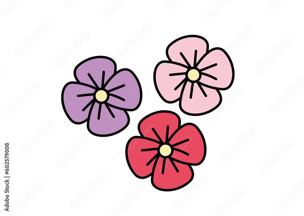 Fototapeta premium パンジー風のお花のイラスト