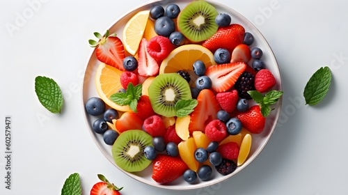 Fresh mixed fruits salad on a plate