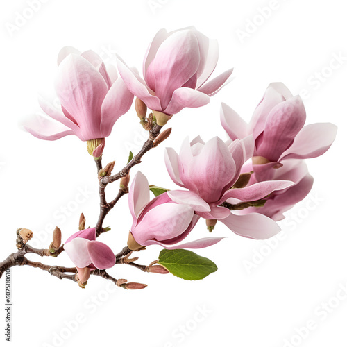 Beautiful blooming magnolia flowers on white background © safia