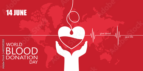 World blood donation day for poster, banner, card, and background. Vector illustration flat design concept.