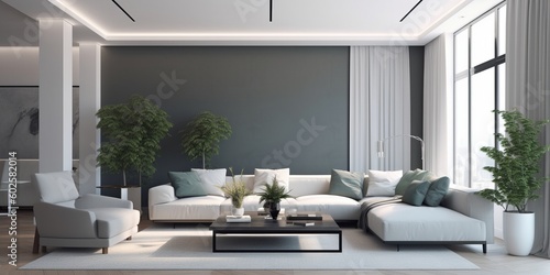 Contemporary Stylish Living Room Design AI Generated