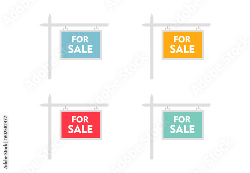 Sale real estate sign set. For sale vector red sign. Vector isolated sign