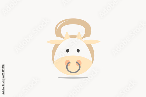 Cute Cows Kettle Bell Fitness GYM Logo design template element vector