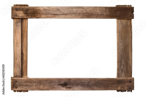 PNG high resolution Old rustic Wooden photo frame or old rustic wood frame. generative ai 