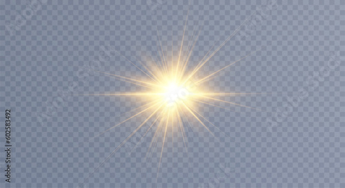 Golden particles of light. Golden light. Light flare.Stars isolated on transparent background.