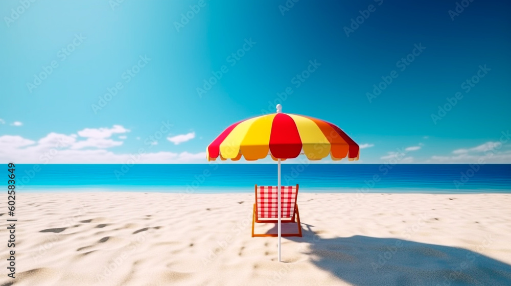 Playa, tumbona y sombrilla
