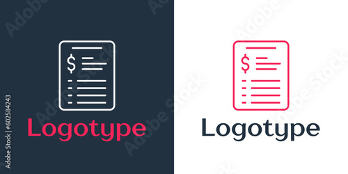 Logotype line Grooming salon price list icon isolated on white background. Logo design template element. Vector