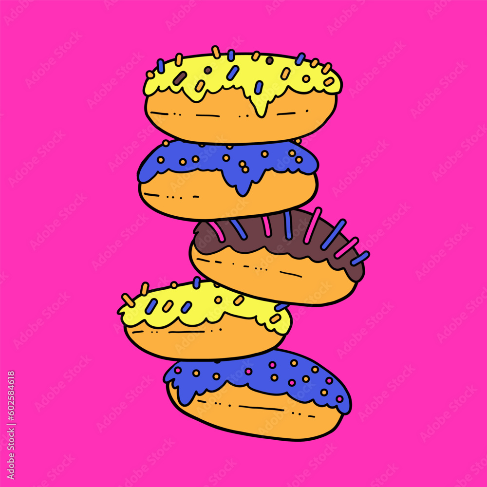 Set of vector bright tasty donuts. Set of donuts for National donut day Set of vector bright tasty donuts. Set of donuts for National donut day