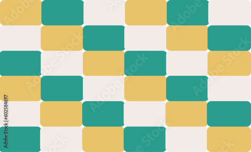 seamless vintage block checkerboard pattern with stars repeat pattern, replete image design for fabric printing, yellow green and beige 