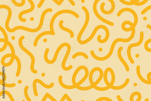Retro 80's - 90's memphis seamless pattern with hand drawn doodle lines. Vector illustration.