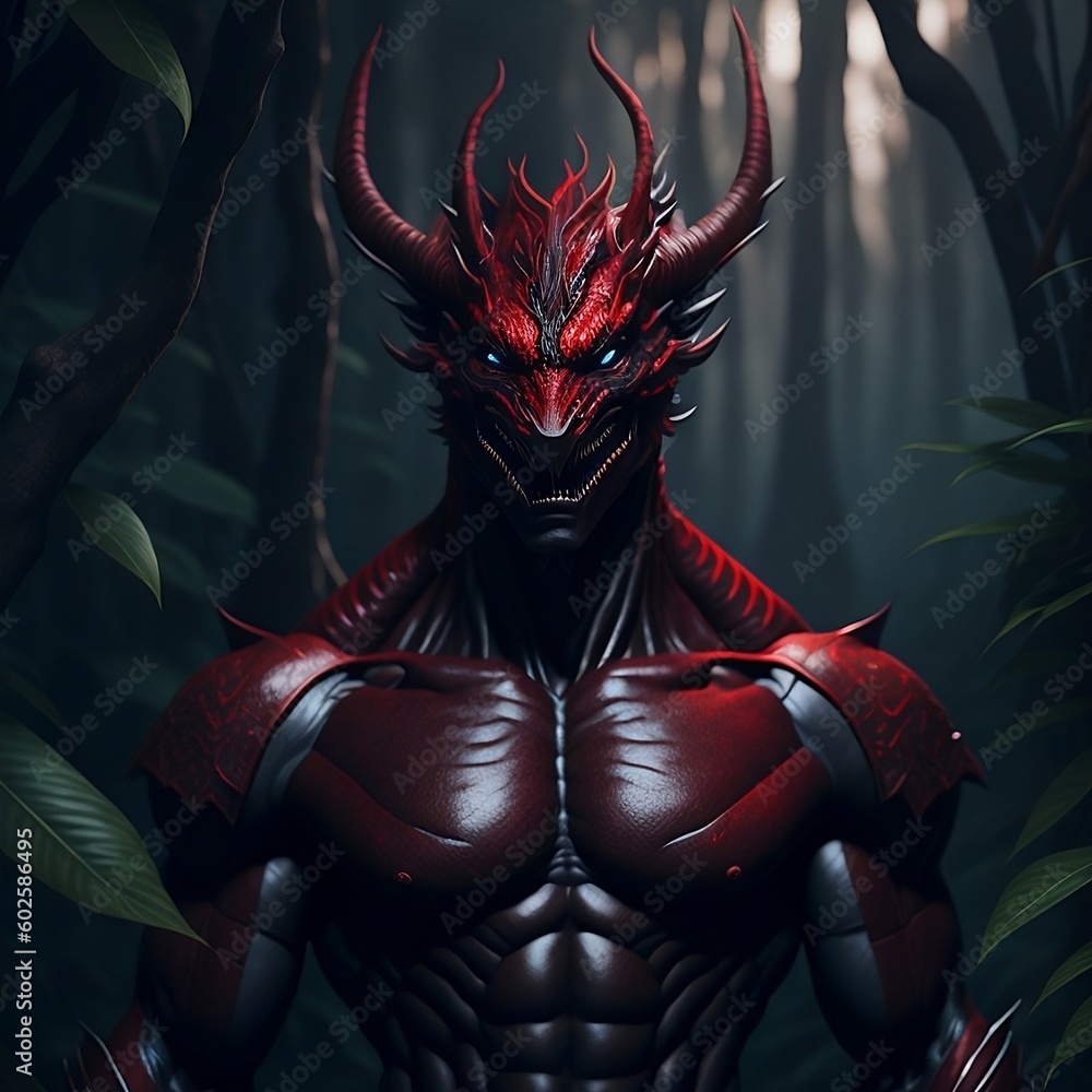 big red dragon , created using generative artificial intelligence ...