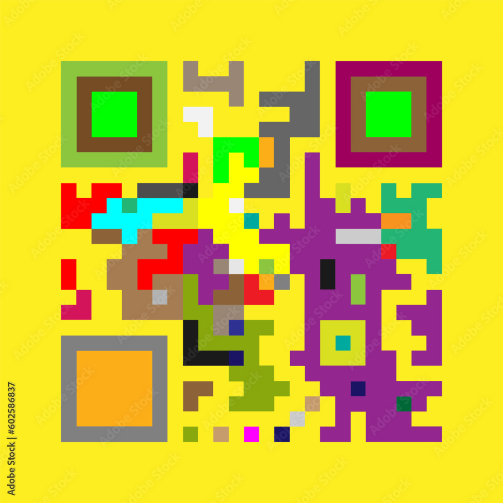 Multicolor vector background, banner. Fantasy on the theme of QR code.	
