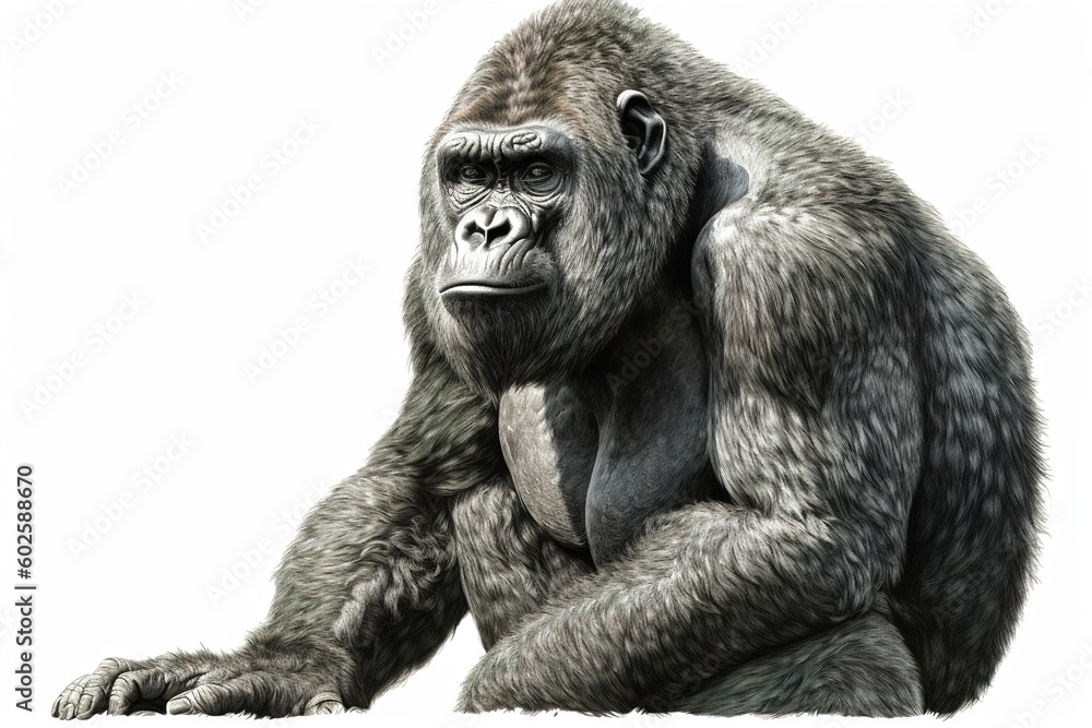 ape isolated on white background. Generated by AI