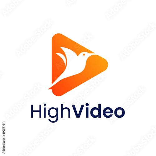 Modern logo combination of play button and bird. It is suitable to use for video application icons.