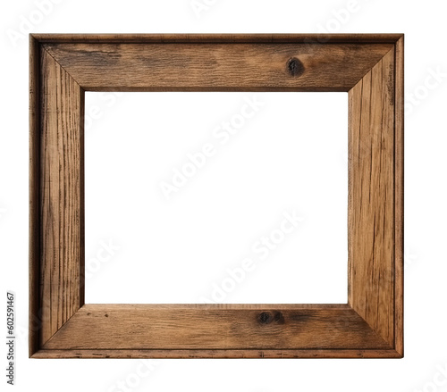 PNG natural wooden photo frame or Wood frame. generative ai 