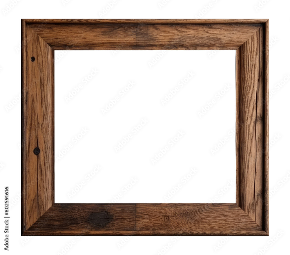 PNG natural wooden photo frame or Wood frame. generative ai	