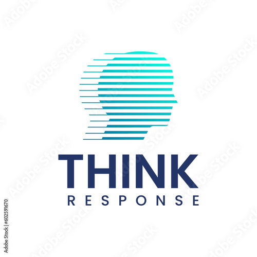 Human head logo made of line arrangement. It is suitable for use for technology companies.