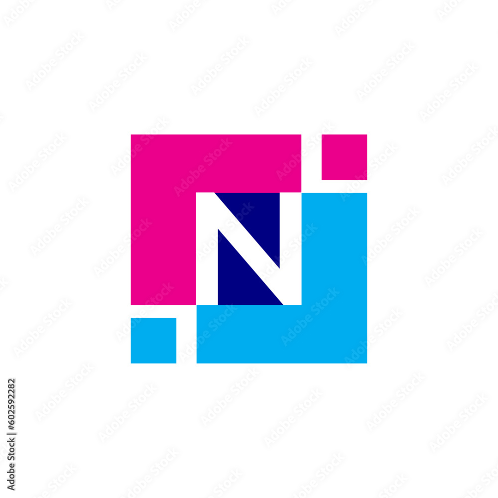 N letter multiply overlapping colorful logo design N letter multiply overlapping colorful logo design