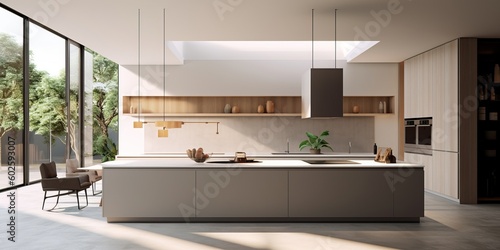 Sleek Modern Kitchen Interior Design AI Generated Generative AI © ArquitecAi
